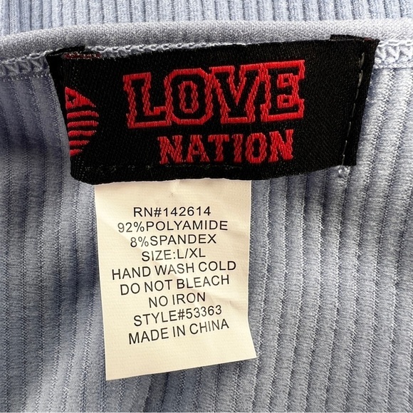 NEW LOVE NATION L/XL PASTEL BLUE RIBBED TANK SLEEVELESS STRETCH FITTED - Picture 8 of 10